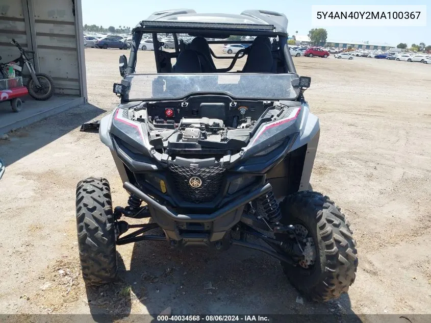 2021 Yamaha Yxe1000 VIN: 5Y4AN40Y2MA100367 Lot: 40034568