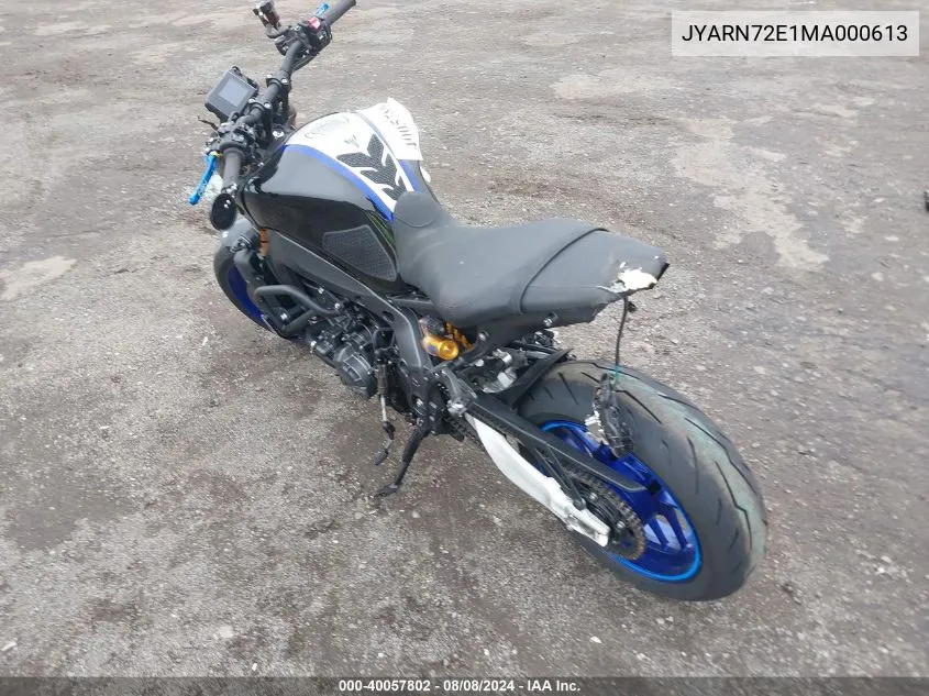 2021 Yamaha Mt09 D VIN: JYARN72E1MA000613 Lot: 40057802