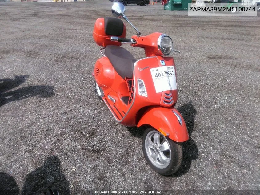 2021 Vespa Gts 300 Super VIN: ZAPMA39M2M5100744 Lot: 40130882