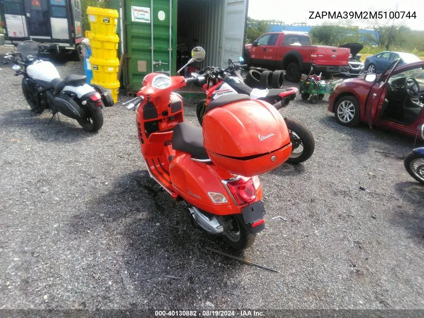 2021 Vespa Gts 300 Super VIN: ZAPMA39M2M5100744 Lot: 40130882