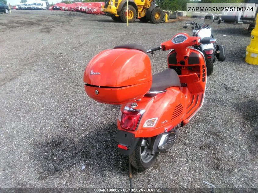 2021 Vespa Gts 300 Super VIN: ZAPMA39M2M5100744 Lot: 40130882