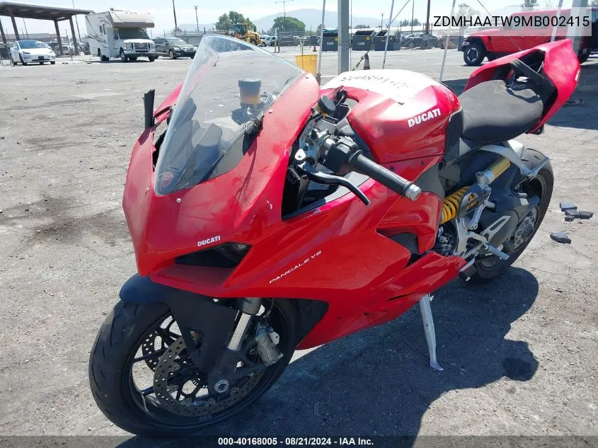 2021 Ducati Panigale V2 VIN: ZDMHAATW9MB002415 Lot: 40168005