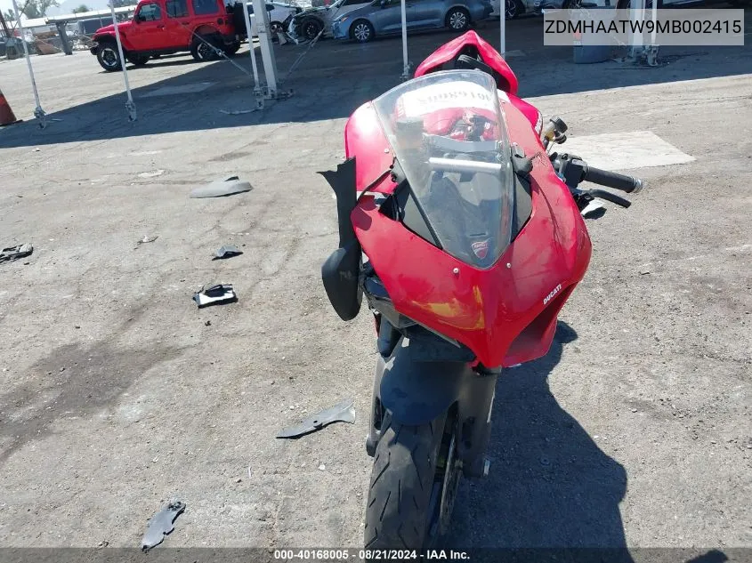 2021 Ducati Panigale V2 VIN: ZDMHAATW9MB002415 Lot: 40168005