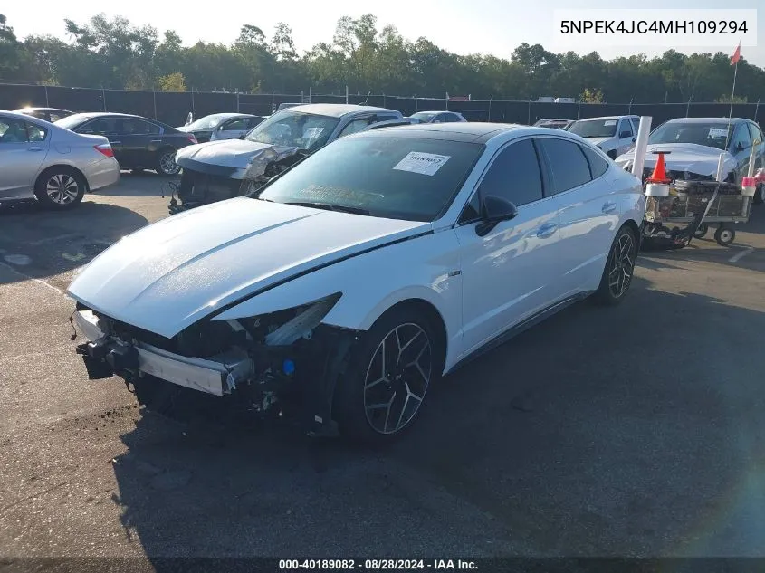 2021 Hyundai Sonata N Line VIN: 5NPEK4JC4MH109294 Lot: 40189082