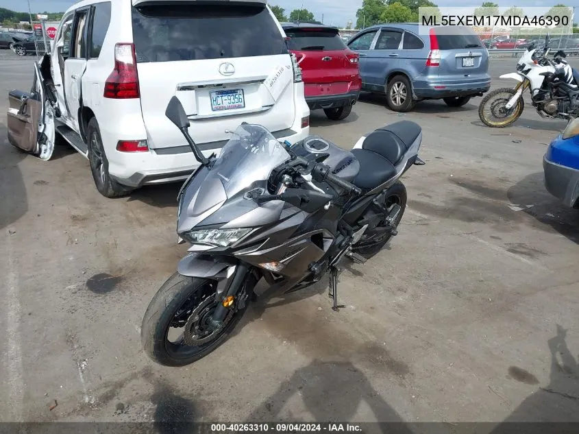 2021 Kawasaki Ex650 M VIN: ML5EXEM17MDA46390 Lot: 40263310