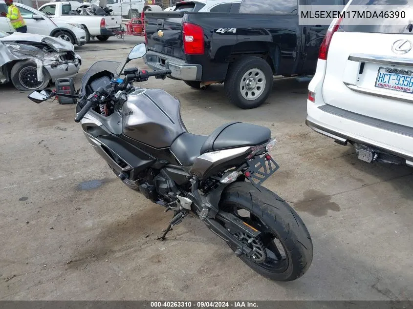 2021 Kawasaki Ex650 M VIN: ML5EXEM17MDA46390 Lot: 40263310