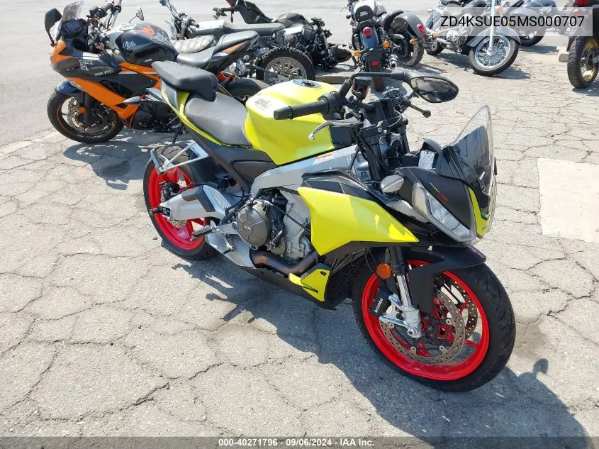 2021 Aprilia Tuono 660 VIN: ZD4KSUE05MS000707 Lot: 40271796