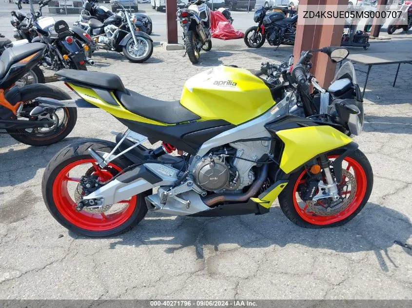 2021 Aprilia Tuono 660 VIN: ZD4KSUE05MS000707 Lot: 40271796