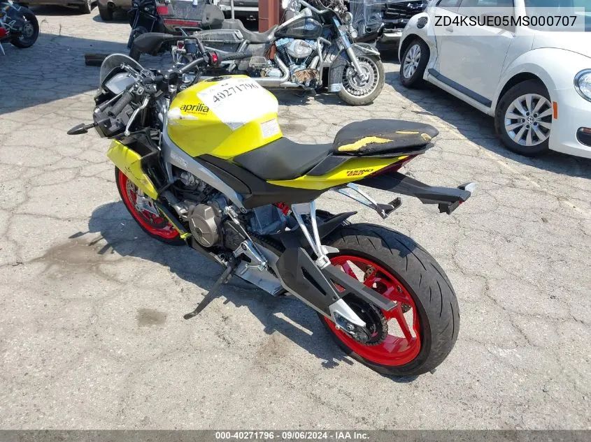 2021 Aprilia Tuono 660 VIN: ZD4KSUE05MS000707 Lot: 40271796