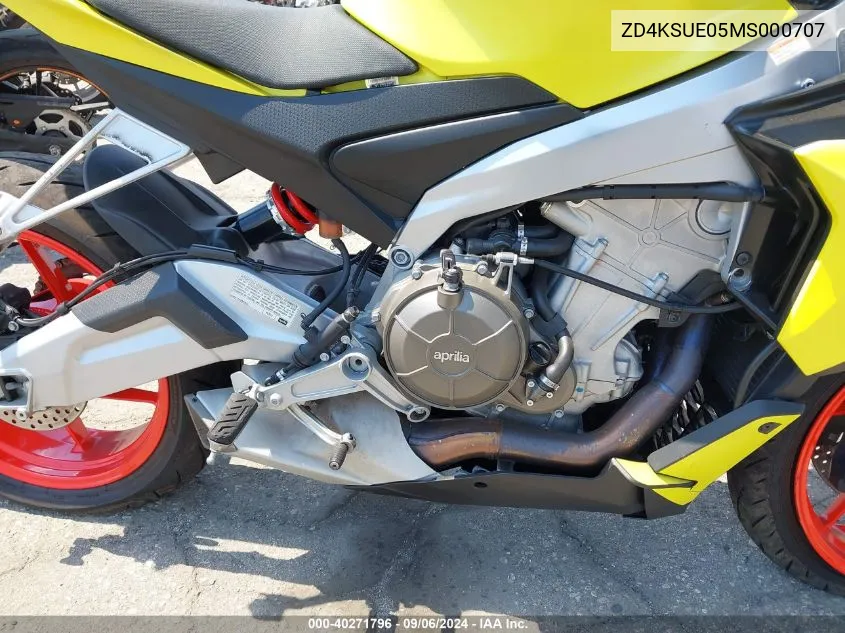 2021 Aprilia Tuono 660 VIN: ZD4KSUE05MS000707 Lot: 40271796