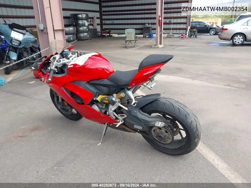 2021 Ducati Panigale V2 VIN: ZDMHAATW4MB002354 Lot: 40282673