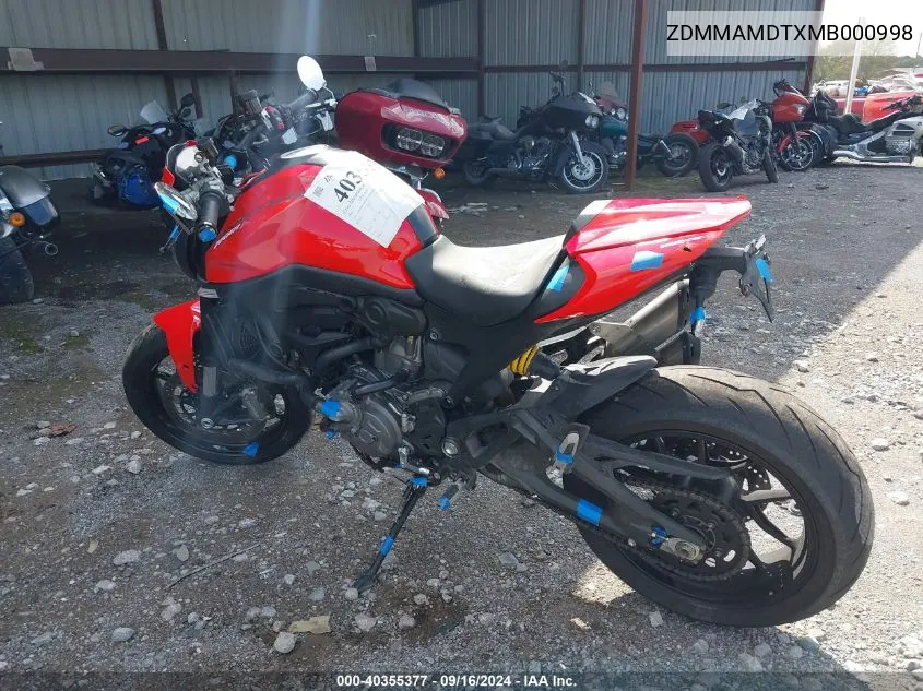 ZDMMAMDTXMB000998 2021 Ducati Monster