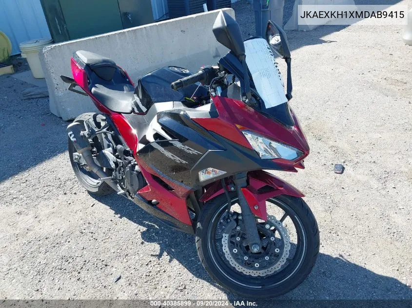 2021 Kawasaki Ex400 VIN: JKAEXKH1XMDAB9415 Lot: 40385899