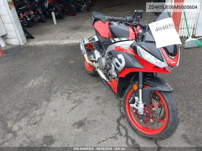 2021 Aprilia Tuono 660 VIN: ZD4KSUE06MS000604 Lot: 40405528