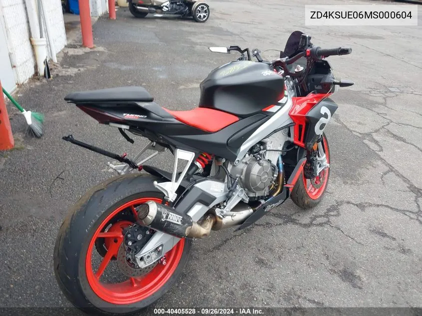 2021 Aprilia Tuono 660 VIN: ZD4KSUE06MS000604 Lot: 40405528