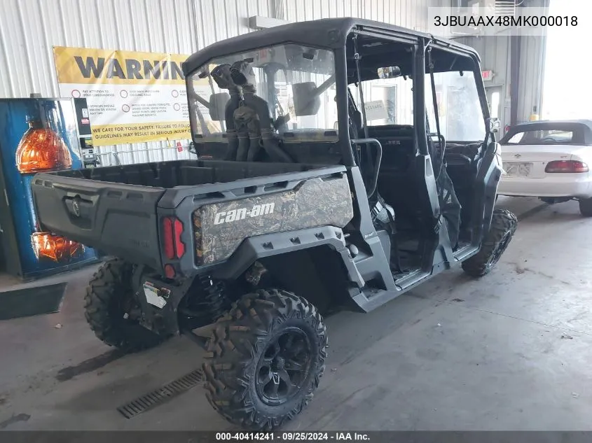 2021 Can-Am Defender Max X Mr Hd10 VIN: 3JBUAAX48MK000018 Lot: 40414241