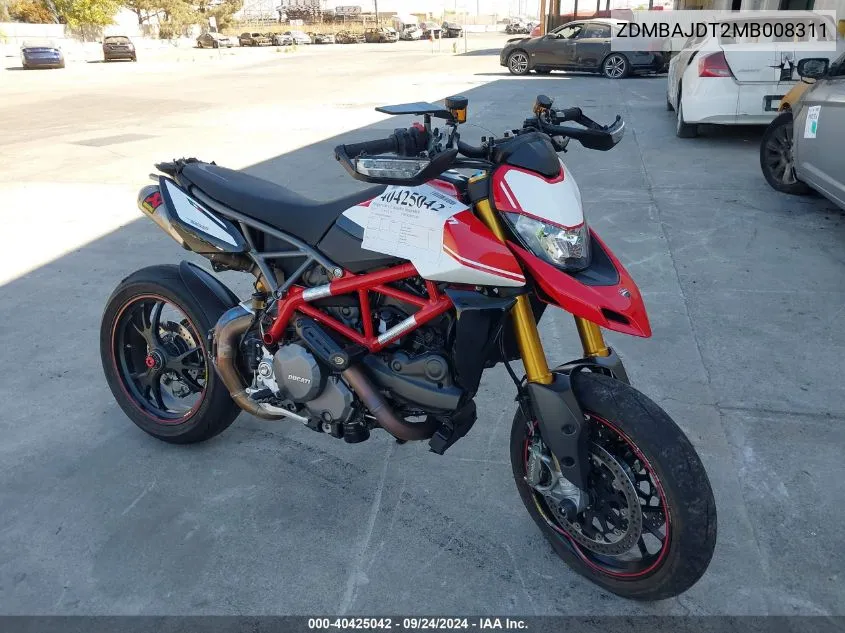 2021 Ducati Hypermotard 950/950 Sp VIN: ZDMBAJDT2MB008311 Lot: 40425042