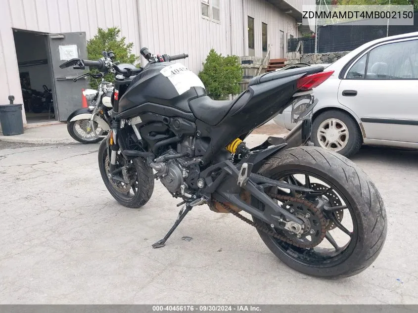 2021 Ducati Monster VIN: ZDMMAMDT4MB002150 Lot: 40456176