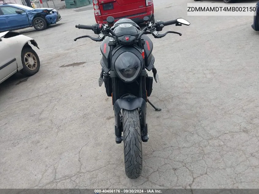 2021 Ducati Monster VIN: ZDMMAMDT4MB002150 Lot: 40456176