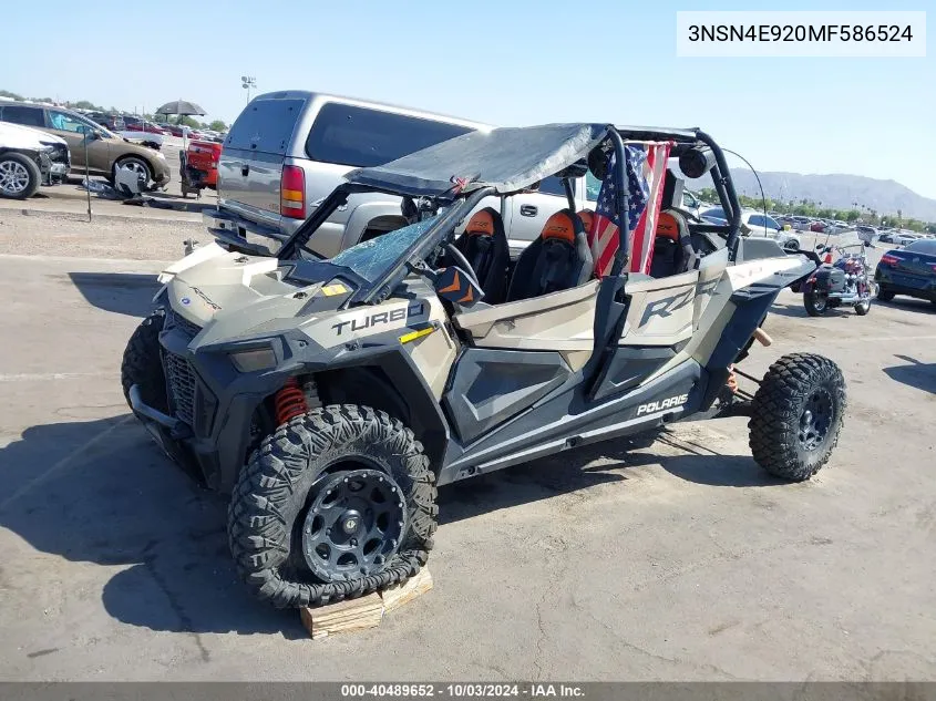 2021 Polaris Rzr Xp 4 Turbo VIN: 3NSN4E920MF586524 Lot: 40489652