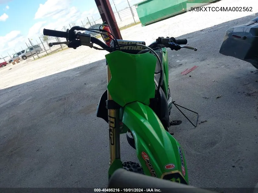 2021 Kawasaki Kx252 C VIN: JKBKXTCC4MA002562 Lot: 40495216