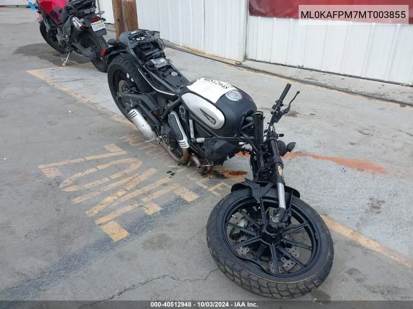 2021 Ducati Scrambler Desert Sled VIN: ML0KAFPM7MT003855 Lot: 40512948