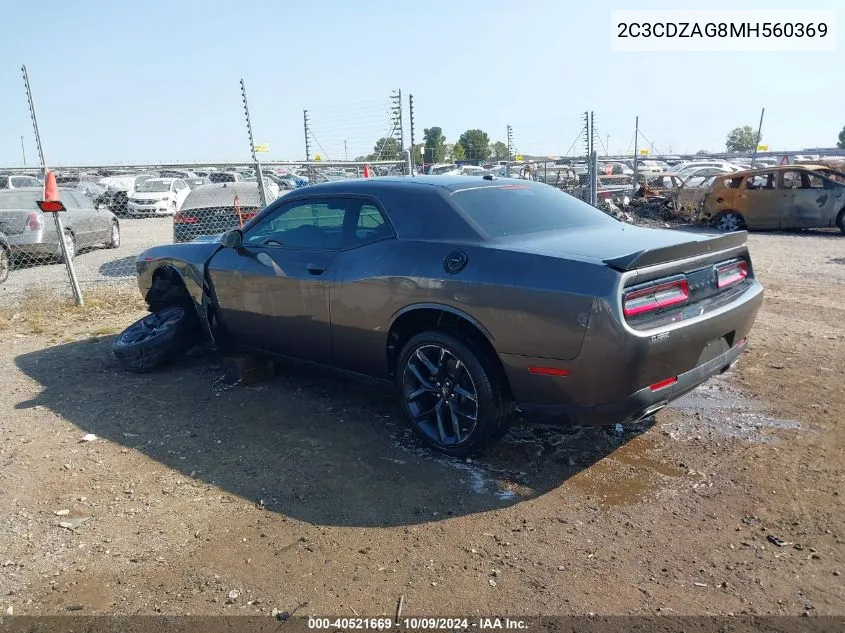 2021 Dodg Challenger Sxt Rwd Sxt VIN: 2C3CDZAG8MH560369 Lot: 40521669