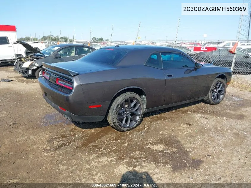 2021 Dodg Challenger Sxt Rwd Sxt VIN: 2C3CDZAG8MH560369 Lot: 40521669