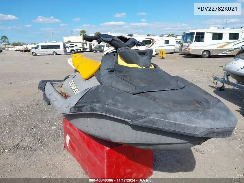 2021 Seadoo Spark VIN: YDV22782K021 Lot: 40849386