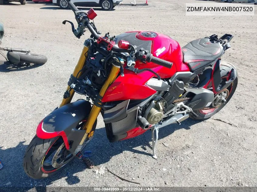 2022 Ducati Streetfighter V4/V4S VIN: ZDMFAKNW4NB007520 Lot: 39449959