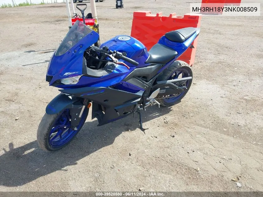 2022 Yamaha Yzfr3 A VIN: MH3RH18Y3NK008509 Lot: 39528580