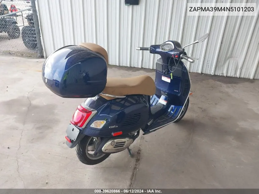 2022 Vespa Gts 300 Super VIN: ZAPMA39M4N5101203 Lot: 39620866