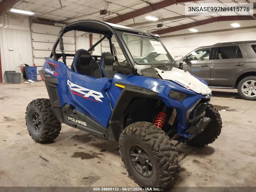 2022 Polaris Rzr Trail S 1000 Premium VIN: 3NSASE997NH415776 Lot: 39699133