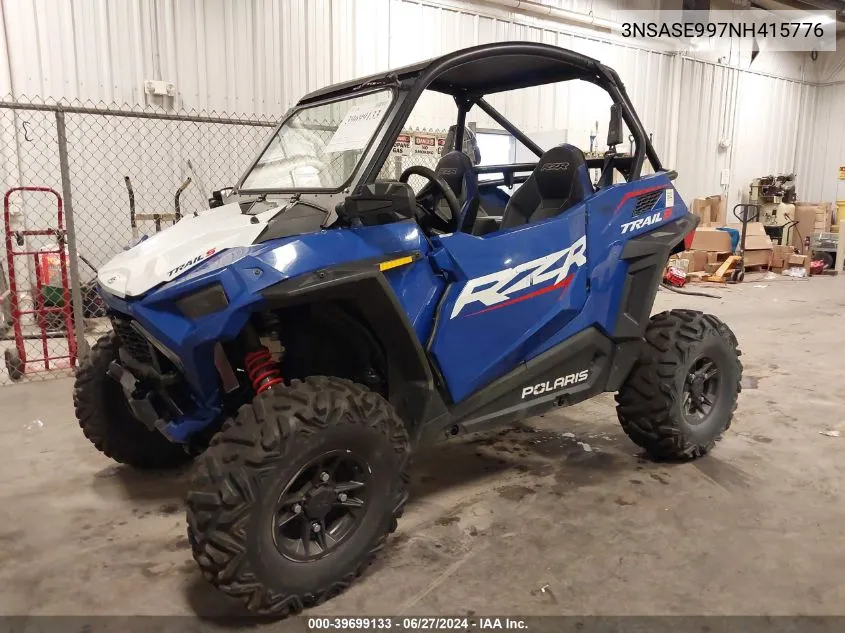 2022 Polaris Rzr Trail S 1000 Premium VIN: 3NSASE997NH415776 Lot: 39699133