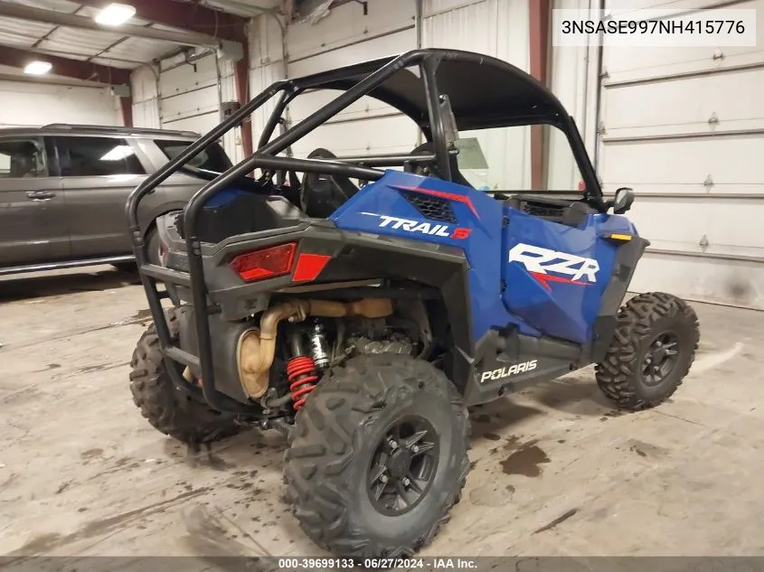 2022 Polaris Rzr Trail S 1000 Premium VIN: 3NSASE997NH415776 Lot: 39699133