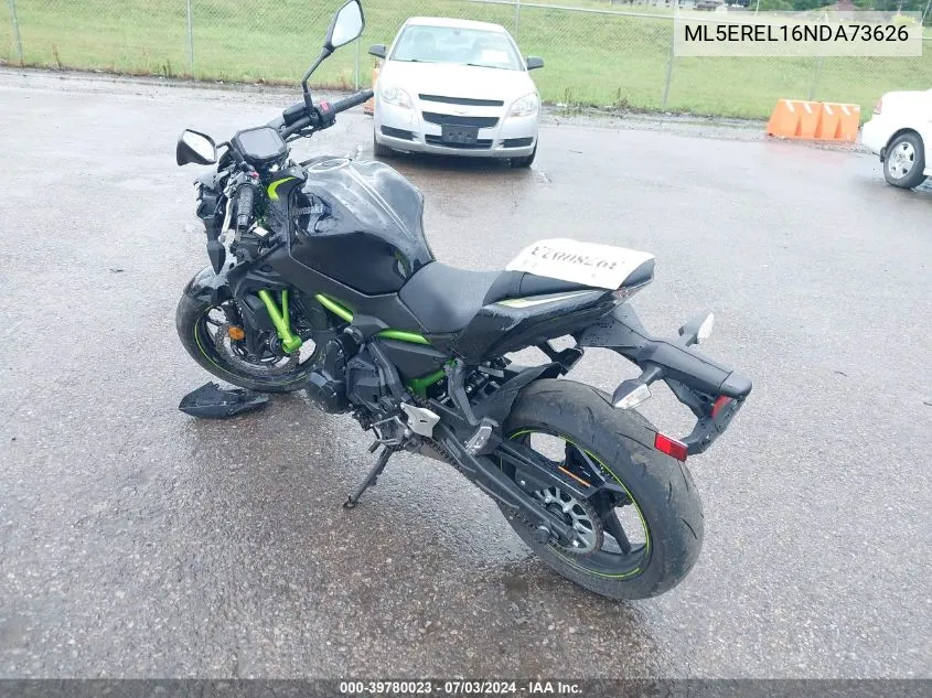 2022 Kawasaki Er650 L VIN: ML5EREL16NDA73626 Lot: 39780023