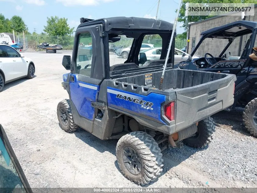 2022 Polaris Ranger Sp 570 Northstar Edition VIN: 3NSMAU574NE306577 Lot: 40002324