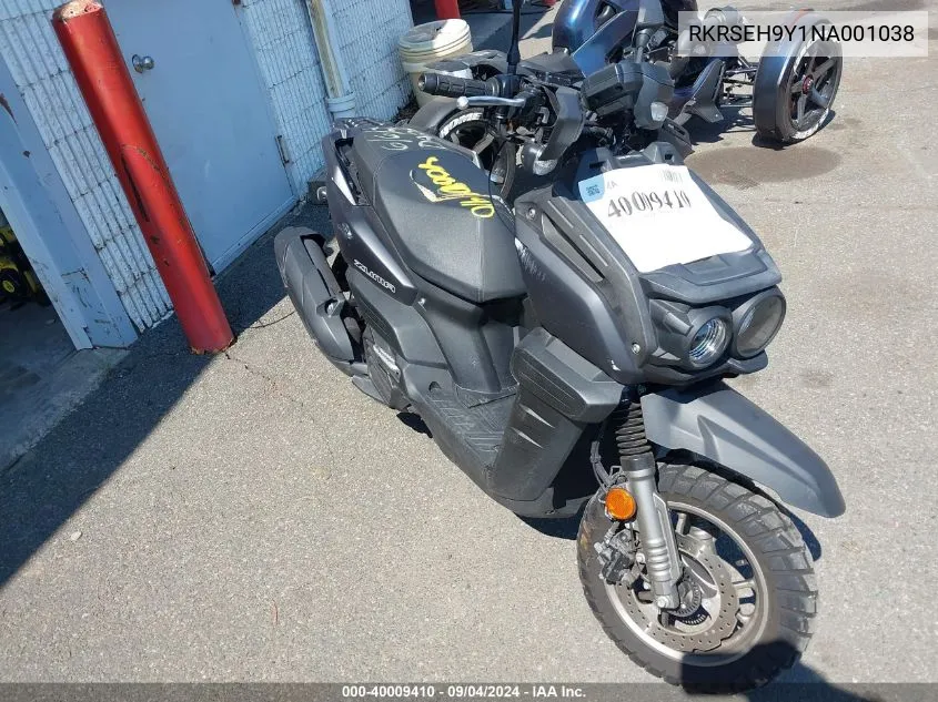 2022 Yamaha Yw125 VIN: RKRSEH9Y1NA001038 Lot: 40009410