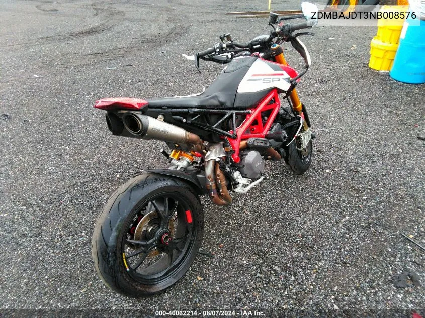 2022 Ducati Hypermotard 950/950 Sp VIN: ZDMBAJDT3NB008576 Lot: 40032214