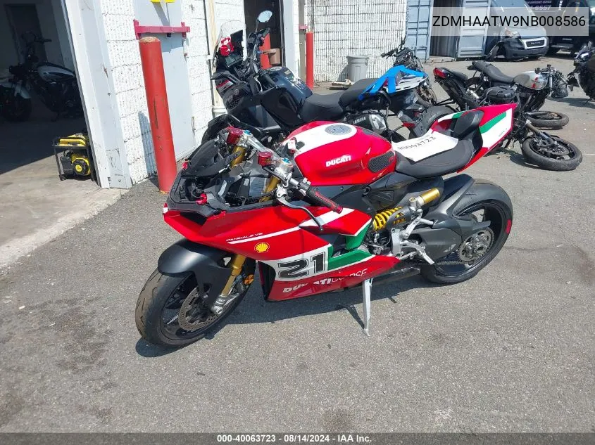 2022 Ducati Panigale V2 VIN: ZDMHAATW9NB008586 Lot: 40063723