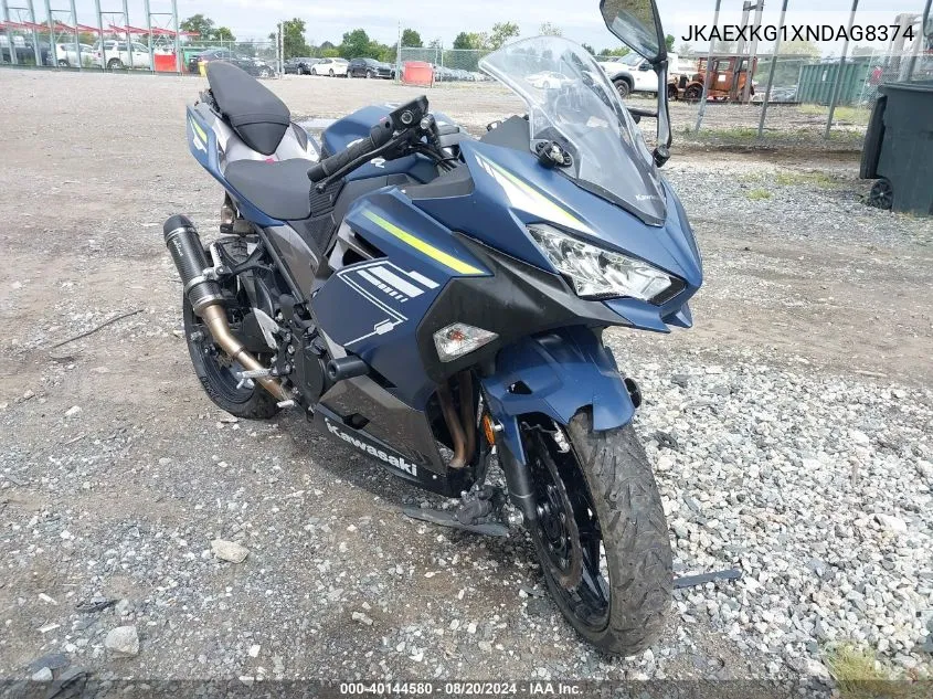 2022 Kawasaki Ex400 VIN: JKAEXKG1XNDAG8374 Lot: 40144580