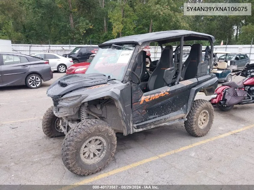 2022 Yamaha Yxe1000 VIN: 5Y4AN39YXNA106075 Lot: 40173587