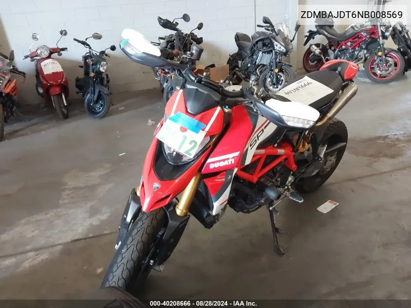 2022 Ducati Hypermotard 950/950 Sp VIN: ZDMBAJDT6NB008569 Lot: 40208666