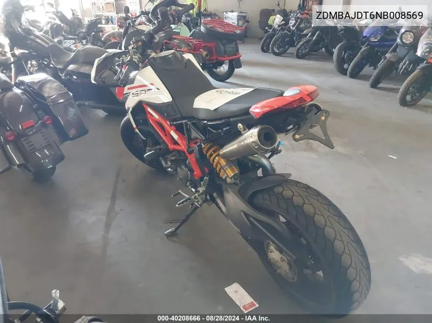 2022 Ducati Hypermotard 950/950 Sp VIN: ZDMBAJDT6NB008569 Lot: 40208666