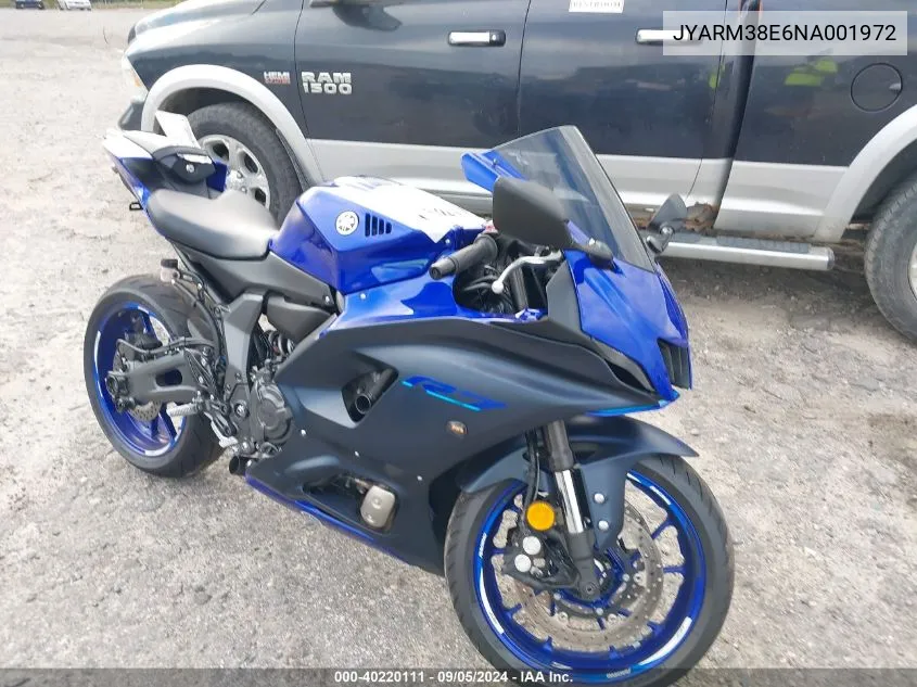 2022 Yamaha Yzfr7 VIN: JYARM38E6NA001972 Lot: 40220111