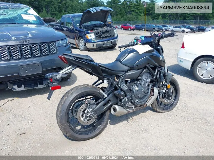 2022 Yamaha Mt07 VIN: JYARM32EXNA003894 Lot: 40250712