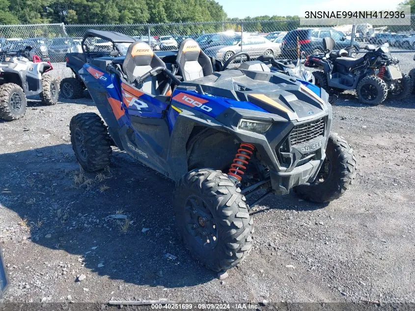 2022 Polaris Rzr Xp 1000 VIN: 3NSNAE994NH412936 Lot: 40251699