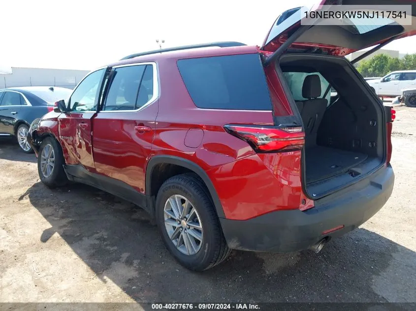 2022 Chev Traverse Lt1 Fwd W/C Fwd Lt Cloth VIN: 1GNERGKW5NJ117541 Lot: 40277676