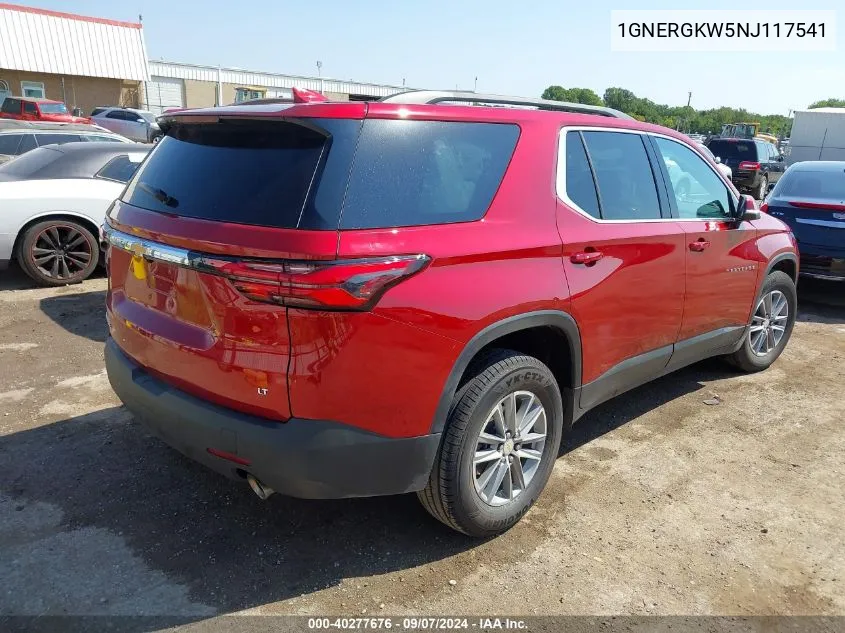 2022 Chev Traverse Lt1 Fwd W/C Fwd Lt Cloth VIN: 1GNERGKW5NJ117541 Lot: 40277676