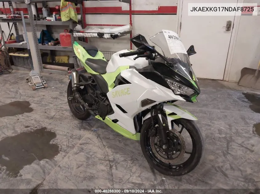 2022 Kawasaki Ex400 VIN: JKAEXKG17NDAF8725 Lot: 40288300